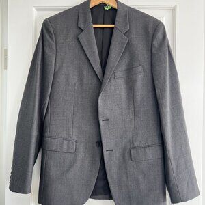 Theory Men’s Gray Wool Suit | 38 Regular | Tailored Fit | Jacket + Pants